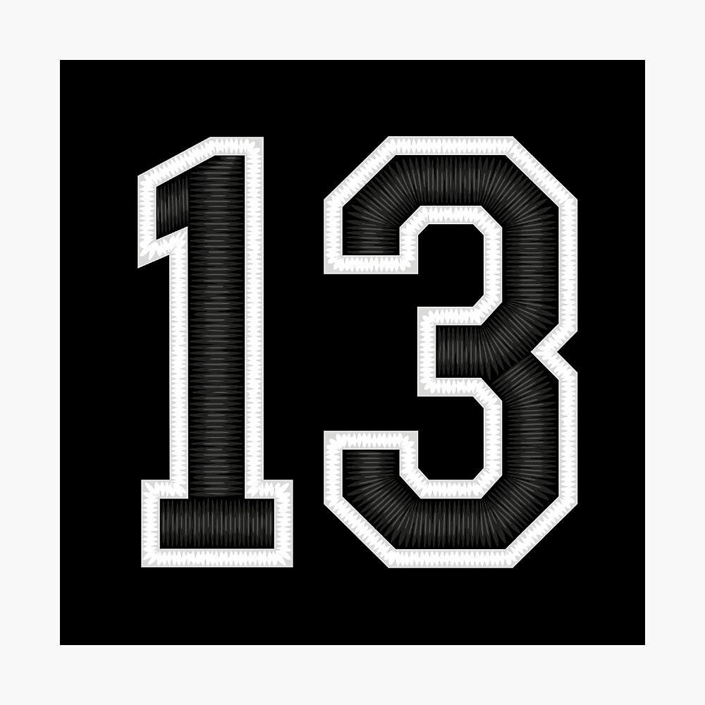 13 Black Jersey Sports Number thirteen Football 13 Pullover Hoodie for  Sale by elhefe