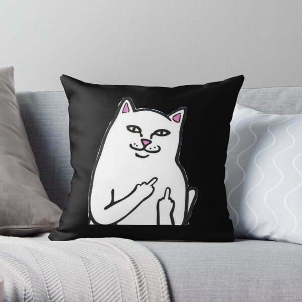 Middle finger shop cat pillow