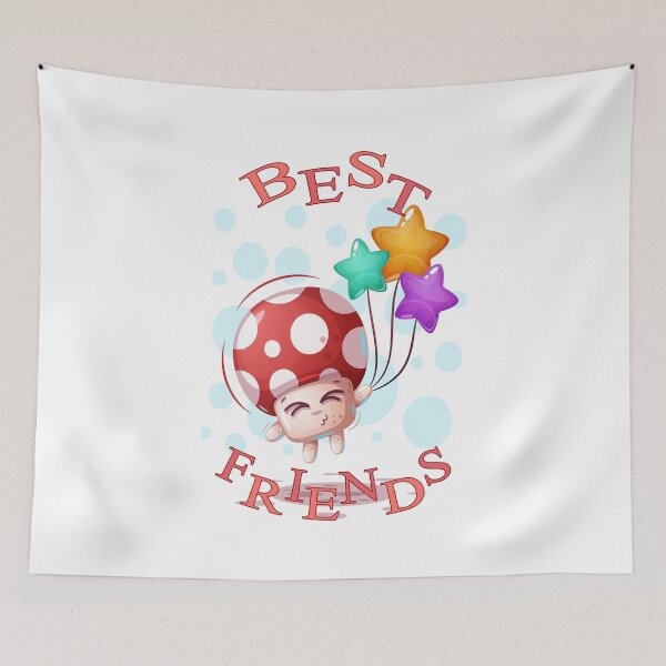 Item preview, Best Friends Happy Mushroom Cartoon designed and sold by aventi24.