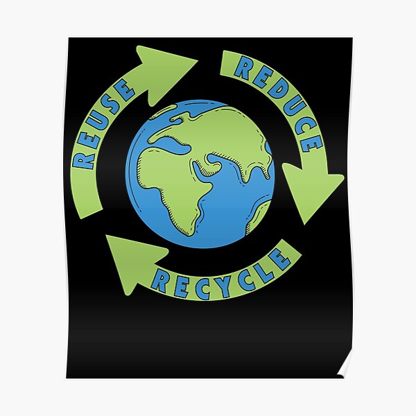 "Earth Day Reduce Reuse Recycle - Waste Management" Poster by Fabvity