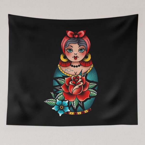 Item preview, Funny Gift For Traditional Old School Tattoo Russian Doll Matryoshka Funny Birth Announcement Tee Un designed and sold by Weissnat1982.