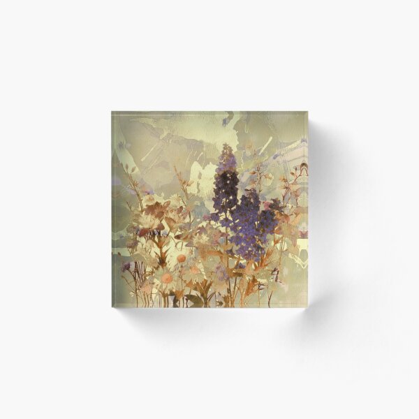 floral sur beige/floral on beige Acrylic Block