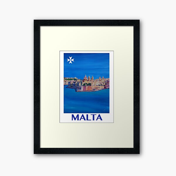 Retro poster Malta Valetta Framed Art Print