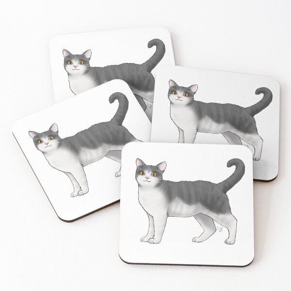 Item preview, Gato - Gato americano de pelo duro - Gris y blanco designed and sold by Jennifer Stolzer.