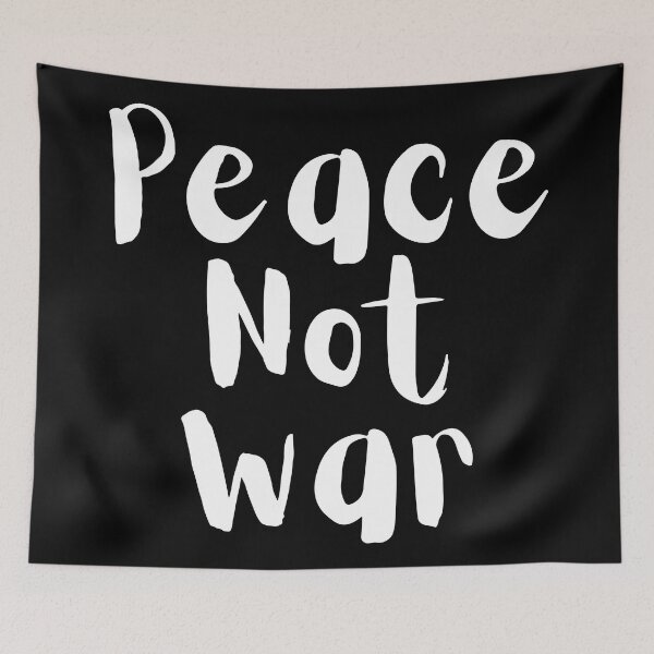 Item preview, Peace Not War. Text only design. White text. Handwritten designed and sold by JellyBeenzz.