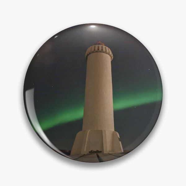 Item preview, Aurora borealis behind Akranes lighthouse designed and sold by Kirstynmichelle.
