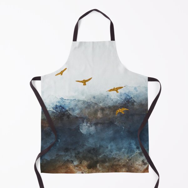 Item preview, gold birds floating on the rocky shore designed and sold by ritusdesigns.