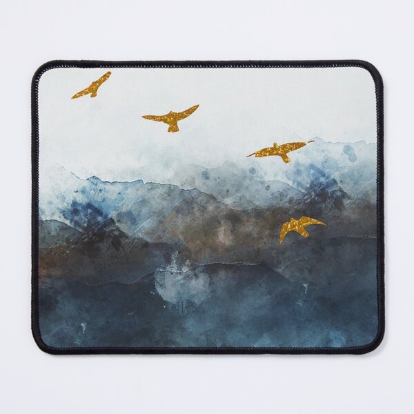 Item preview, gold birds floating on the rocky shore designed and sold by ritusdesigns.