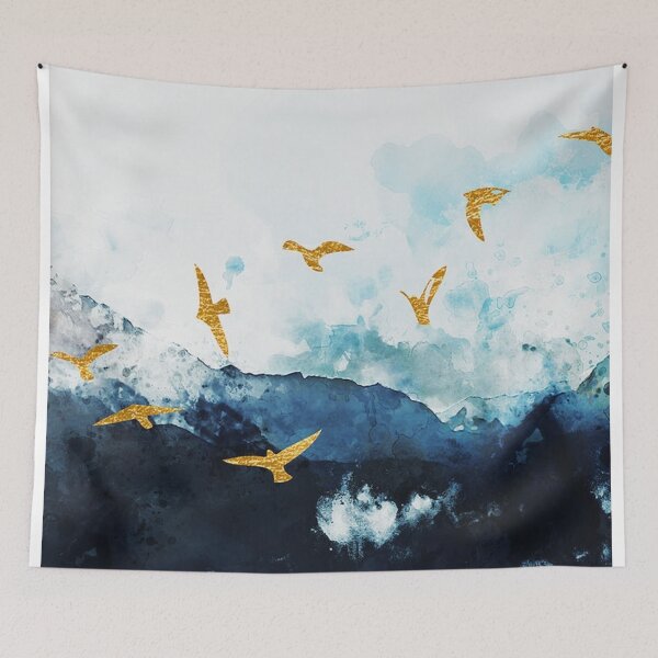 Item preview, golden birds on sea designed and sold by ritusdesigns.