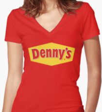 denny's burger Women's Fitted V-Neck T-Shirt