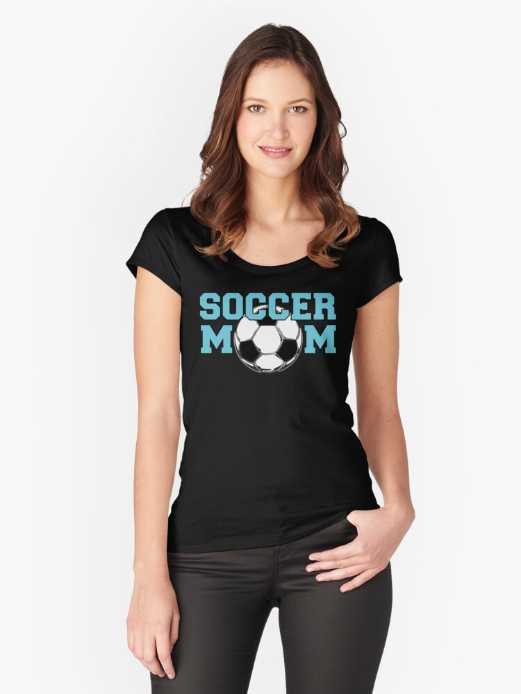 Thumbnail 1 of 3, Fitted Scoop T-Shirt, Soccer Mom - Blue text designed and sold by futureimaging.