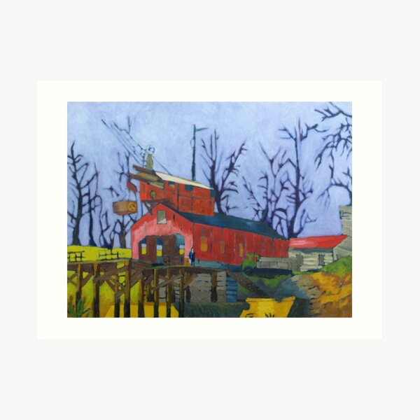Canal Barn with Figure Art Print
