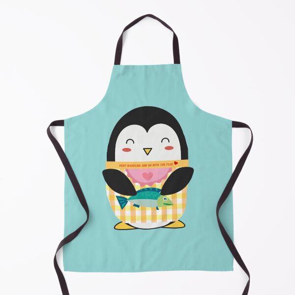Item preview, Cute Yellow Gingham Penguin Fishing designed and sold by Cawaiico.