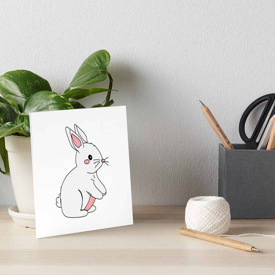 Impression rigide for Sale avec l'œuvre « Empreinte de patte de lapin  heureux » de l'artiste ChibiCharacters