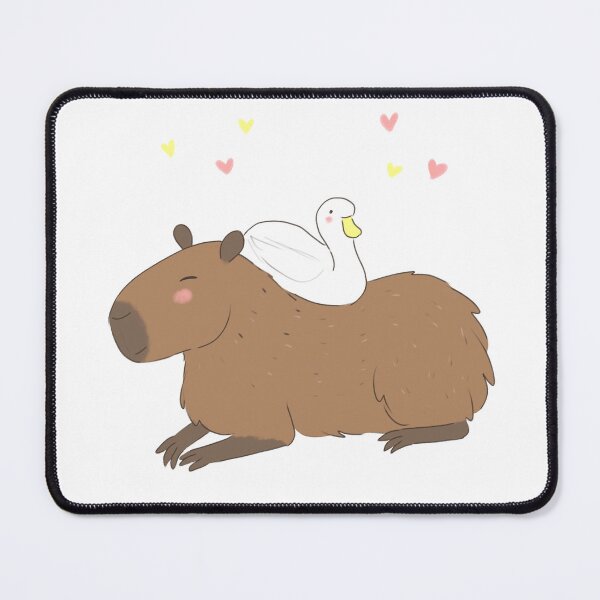 Item preview, cute capybara cartoon with a duck friend - adorable duck and capybara friends designed and sold by Yarafantasyart.