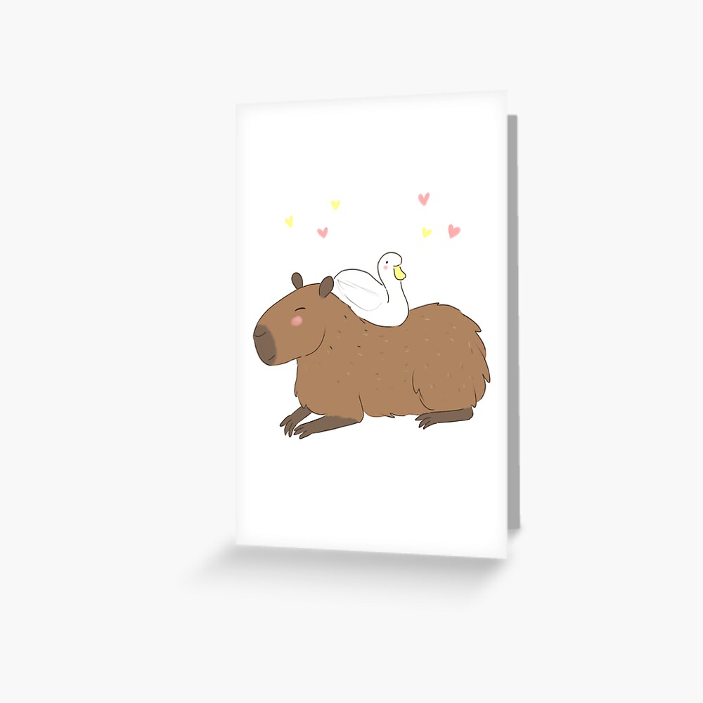 Cute Capybara Cartoon With A Duck Friend Adorable Duck And Capybara Friends Greeting Card By