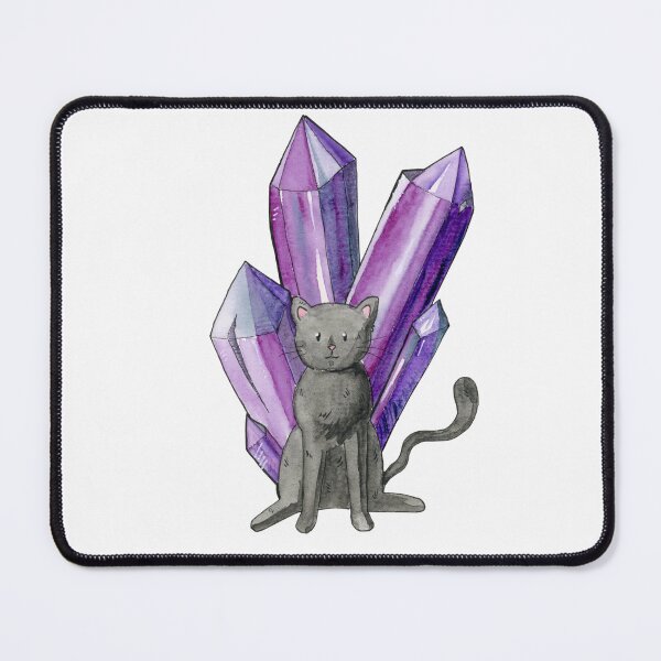 Item preview, Black cat in front of crystal designed and sold by Wunschkritzel.