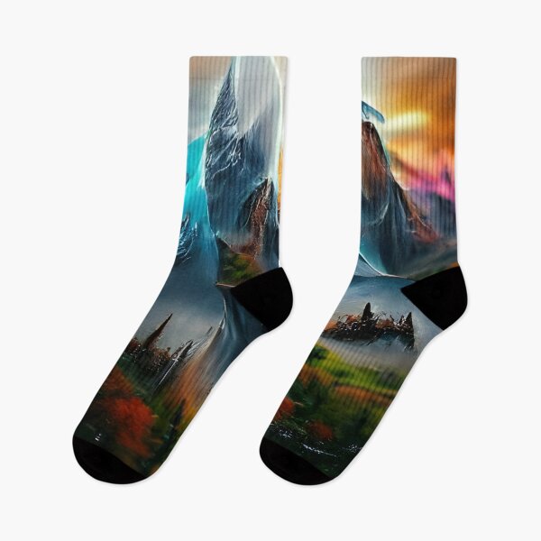 Artikelvorschau, AI Artificial Intelligence Generated Art, Fantasy Mountains Airbrush entworfen und verkauft von ACC .