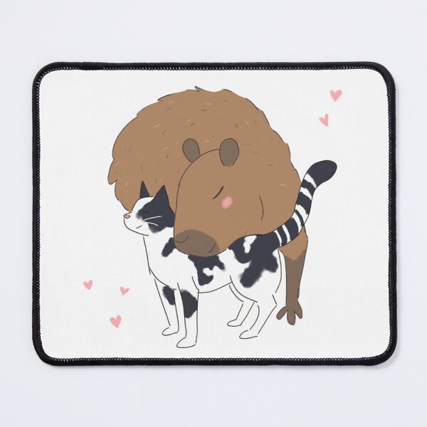 Item preview, cute capybara cartoon with a cat friend - adorable cat and capybara friends designed and sold by Yarafantasyart.