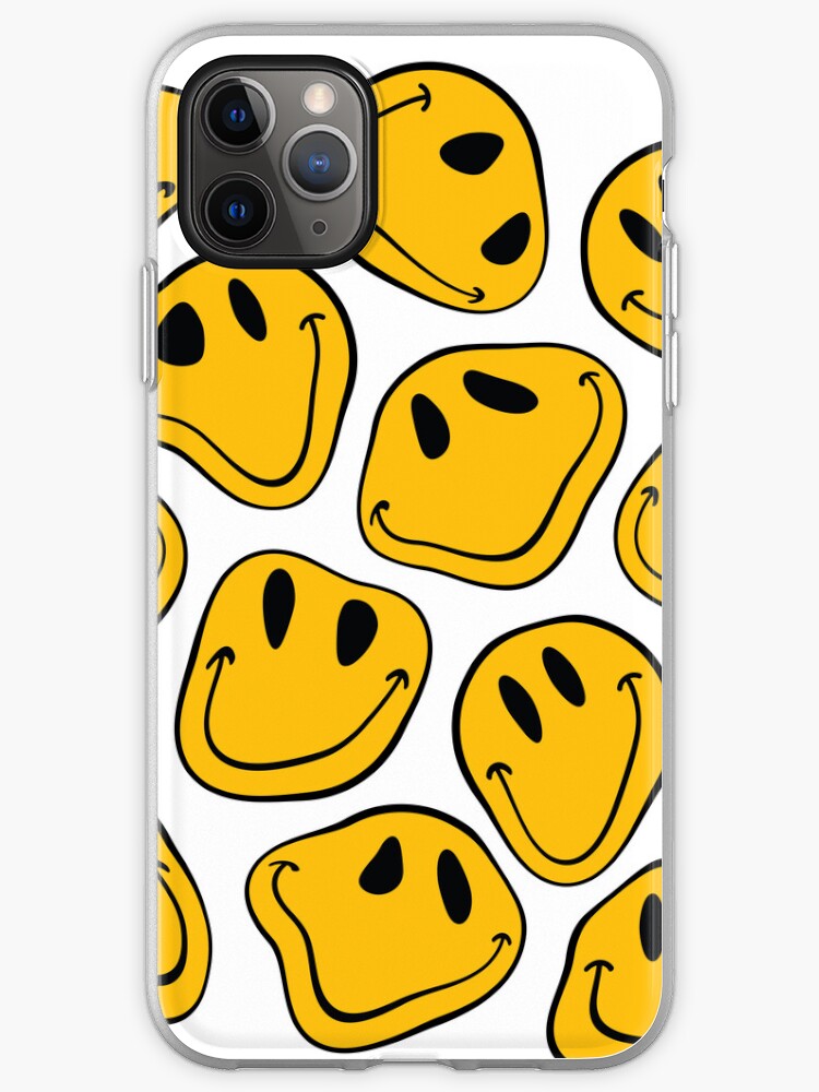 Drip Warped Happy Smiley Face background pattern trippy aesthetic iPhone  Case