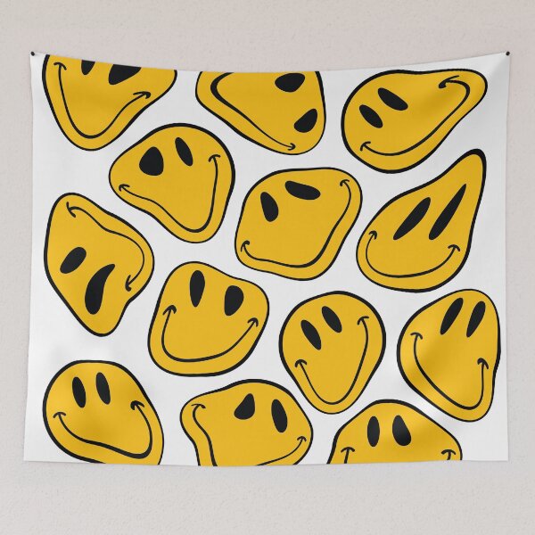 Item preview, Drip Warped Happy Smiley Face background pattern trippy aesthetic designed and sold by MarzStudio.
