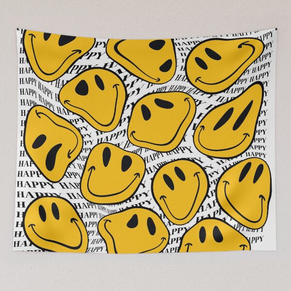Item preview, Drip Warped Happy Smiley Face background pattern trippy aesthetic designed and sold by MarzStudio.