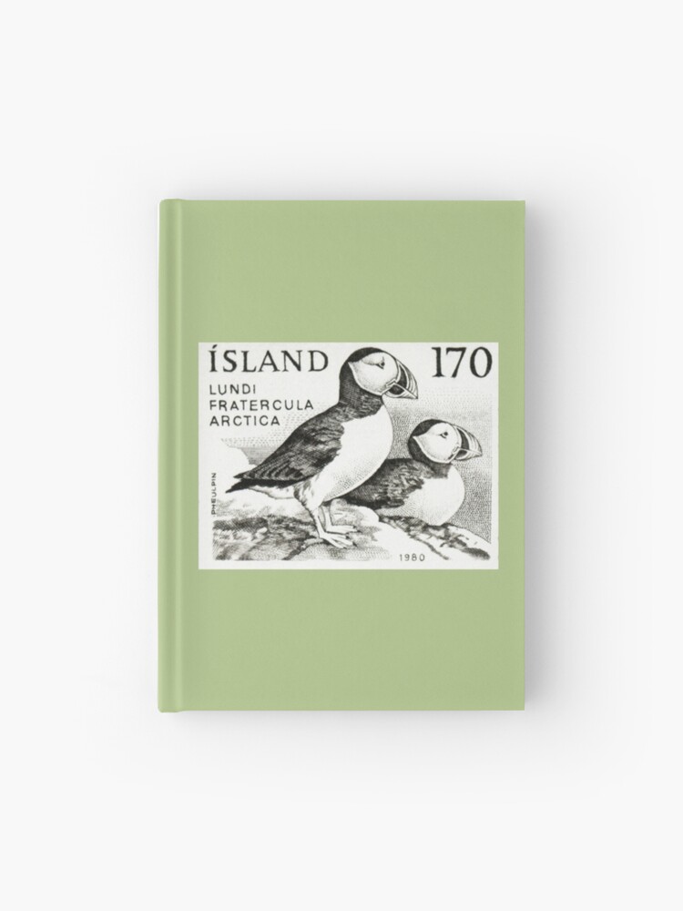 Vintage 1980 Iceland arctic puffin bird postage stamp  Hardcover Journal  for Sale by cutestamps