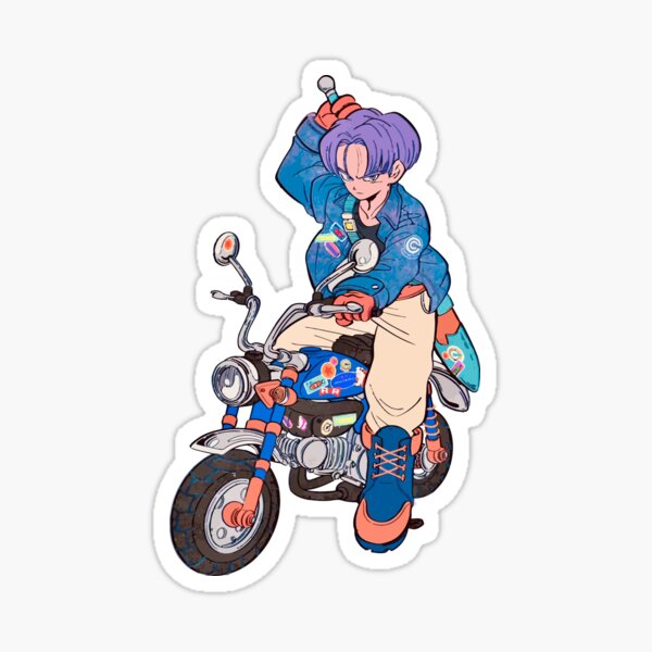 Dragon Ball Super Saiyan Swordsman Trunks Riding the Bicycle Sticker