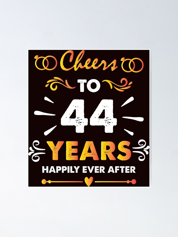 44th Wedding Anniversary Cheers To 44 Years Married Couple T Shirt