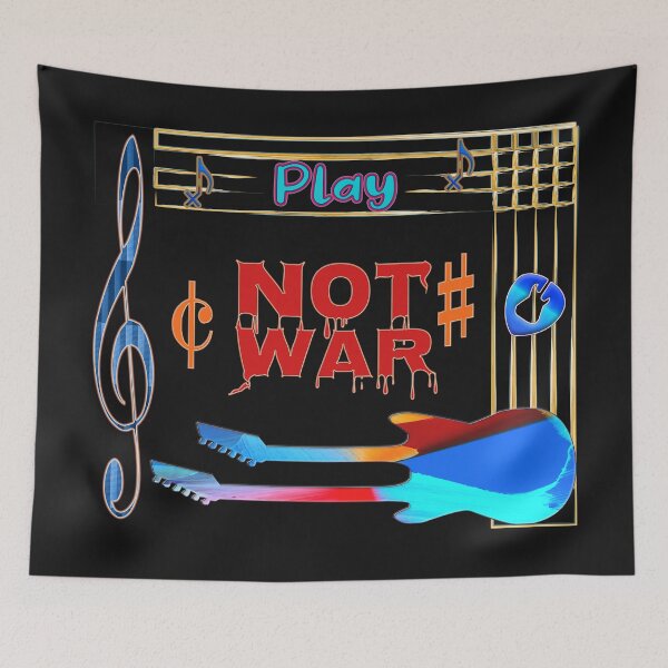 Item preview, PLAY GUITAR NOT WAR  - GEOMETRIC ABSTRACT MUSIC PEACE & LOVE SLOGAN. designed and sold by Ralek.