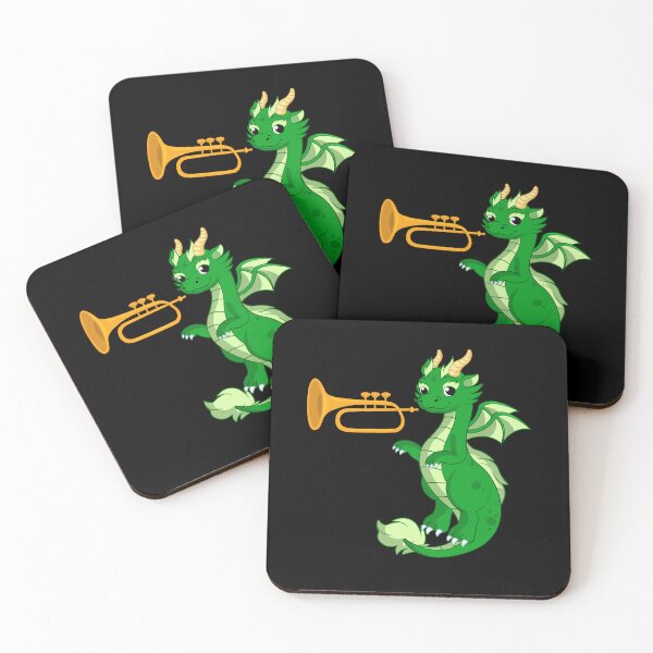 Item preview, Dragon Playing Trumpet ,Funny Good Dragon Trumpet Lovers Green Design designed and sold by pedrored369.