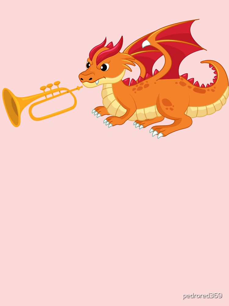Dragon Playing Trumpet ,Funny Good Dragon Trumpet Lovers Orange Design
