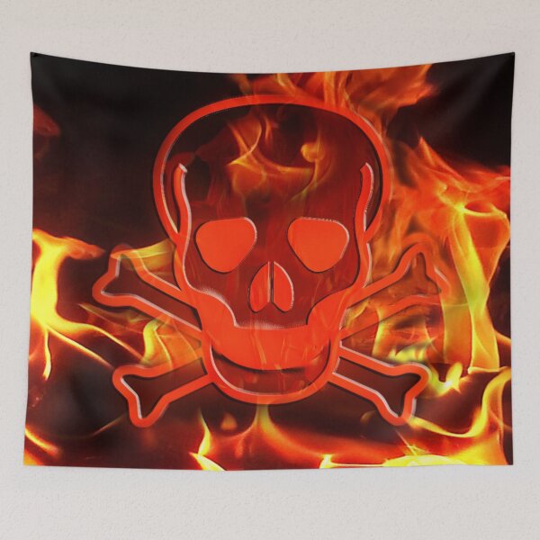 Item preview, skull in fire Scary Dark Man Spooky Horror Bones Rock Gothic Occult Punisher designed and sold by BestDesign87.