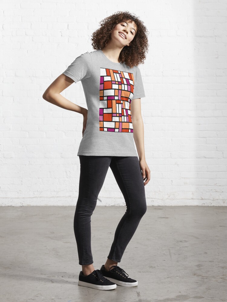 65 MCMLXV LGBT Lesbian Pride Sunset Flag Mondrian Color Block Pattern |  Essential T-Shirt