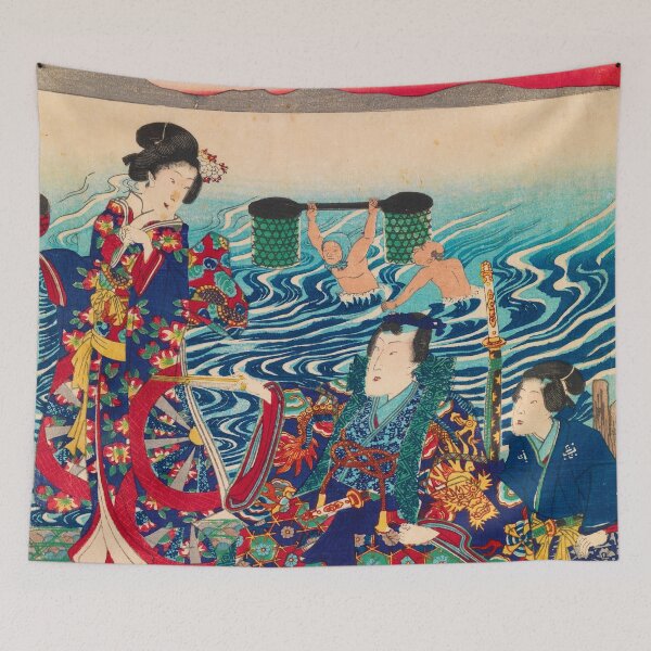 Item preview, Genji Crossing the Oi River by Utagawa Yoshitora (1862) designed and sold by allhistory.