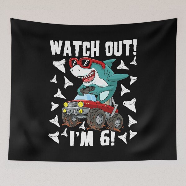 Item preview, Watch Out Im 6 - 6 Years Old 6th Birthday Shark  Monster Truck Gamer designed and sold by PerkinsAarav.