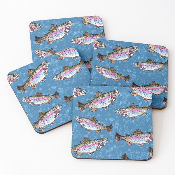 Item preview, Rainbow Trout Fish Pattern - Denim Blue designed and sold by Michelebuttons.