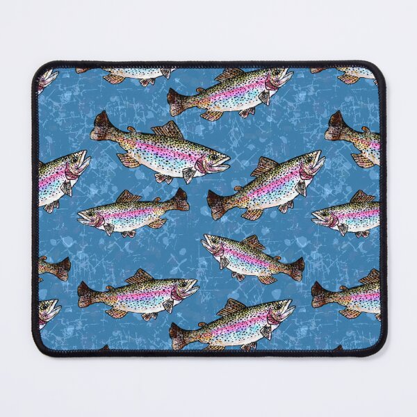 Item preview, Rainbow Trout Fish Pattern - Denim Blue designed and sold by Michelebuttons.