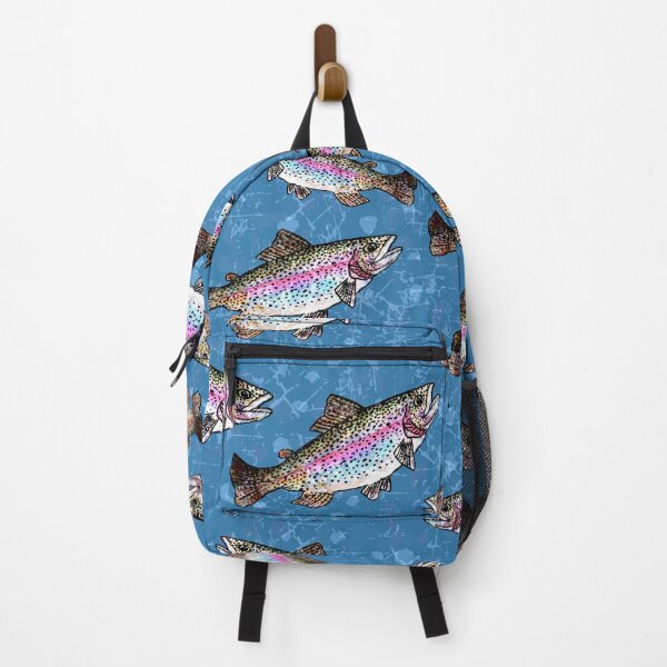 Item preview, Rainbow Trout Fish Pattern - Denim Blue designed and sold by Michelebuttons.