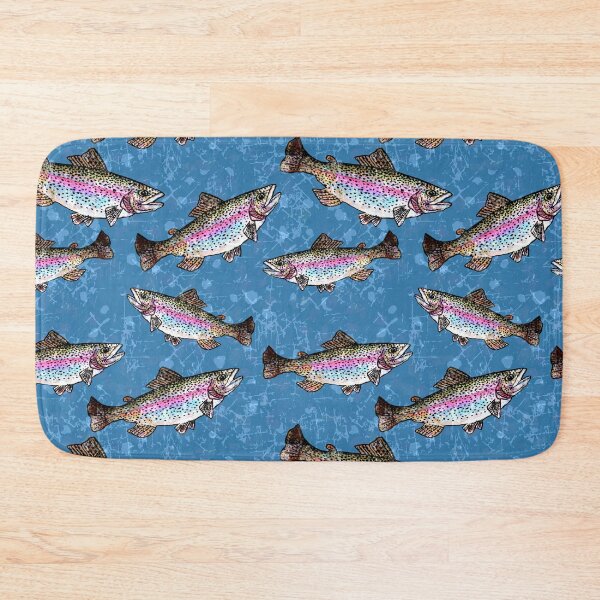 Item preview, Rainbow Trout Fish Pattern - Denim Blue designed and sold by Michelebuttons.