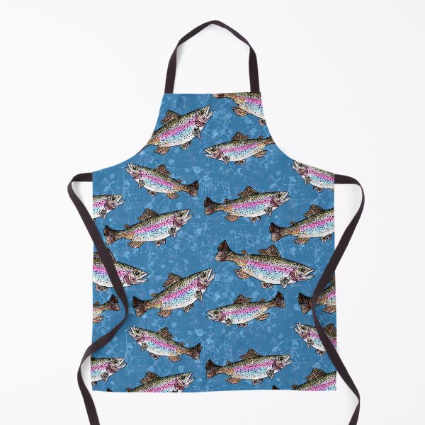Item preview, Rainbow Trout Fish Pattern - Denim Blue designed and sold by Michelebuttons.