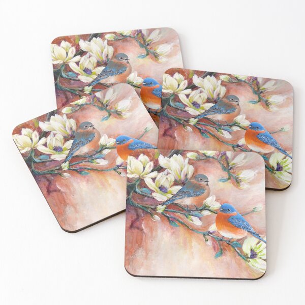 Item preview, Eastern Bluebird Couple and magnolia designed and sold by Roy & Tiffany.