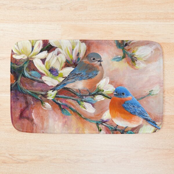 Item preview, Eastern Bluebird Couple and magnolia designed and sold by Roy & Tiffany.