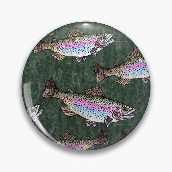 Item preview, Rainbow Trout Fish Pattern - Hunter Green designed and sold by Michelebuttons.