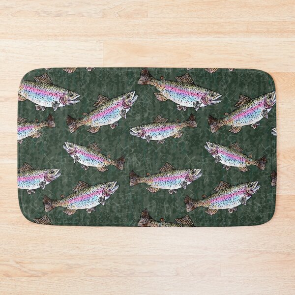 Item preview, Rainbow Trout Fish Pattern - Hunter Green designed and sold by Michelebuttons.
