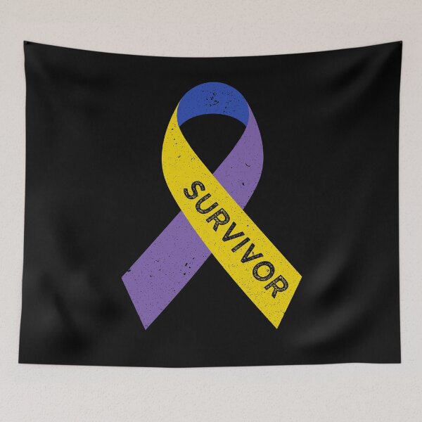 Item preview, Bladder Cancer Awareness Survivor Wear Marigold Blue Purple Ribbon Vintage designed and sold by cssdru.