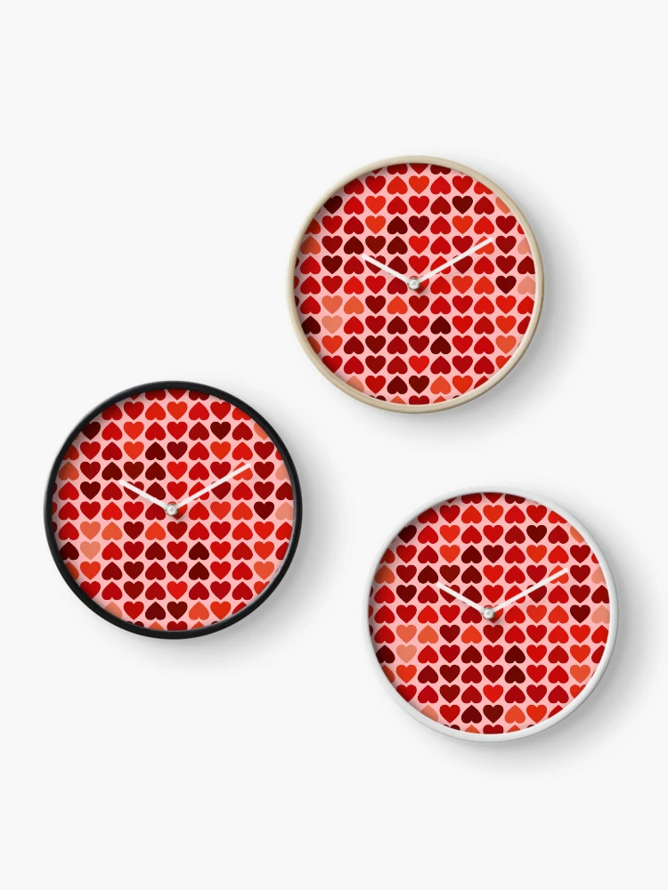 Thumbnail 3 of 4, Clock, Cute Red Hearts - Pattern designed and sold by TheEndlessStore.