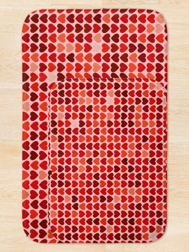 Thumbnail 5 of 6, Bath Mat, Cute Red Hearts - Pattern designed and sold by TheEndlessStore.