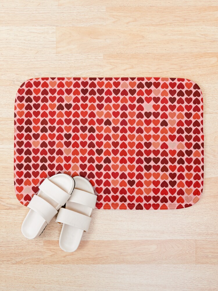 Thumbnail 1 of 6, Bath Mat, Cute Red Hearts - Pattern designed and sold by TheEndlessStore.