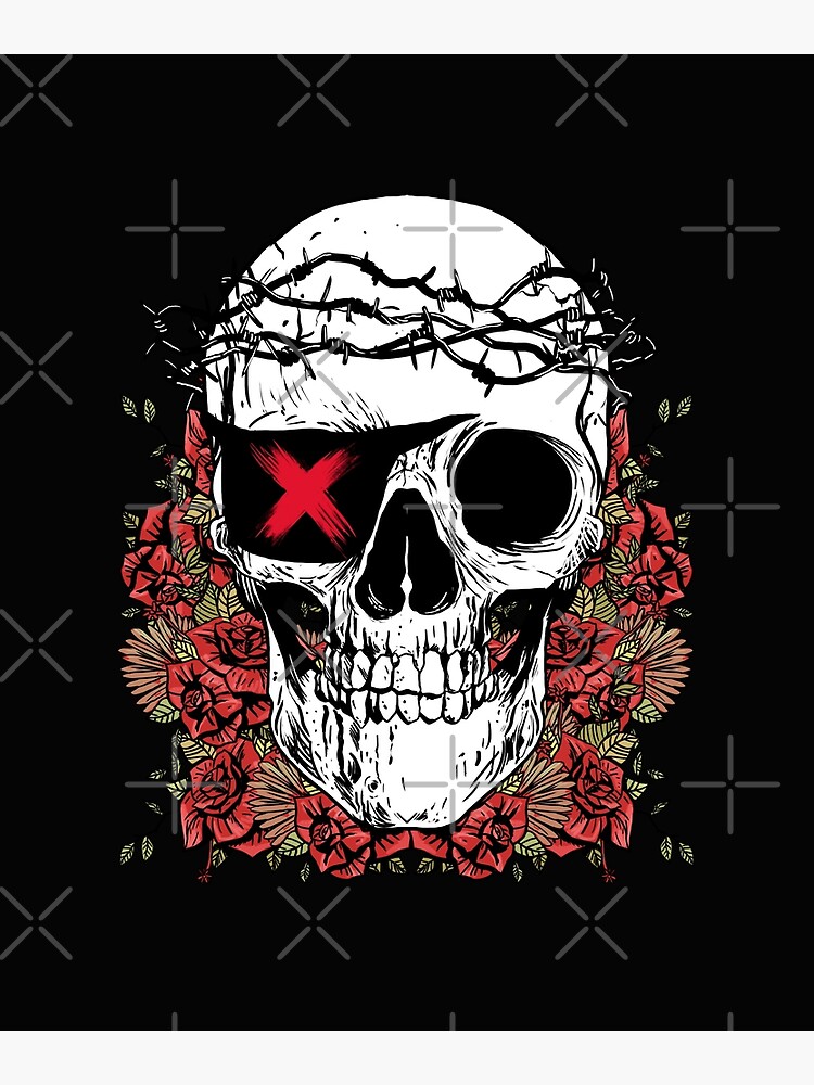 "pirate skull crown of thorns and roses" Poster for Sale by KOOLandSKULL Redbubble